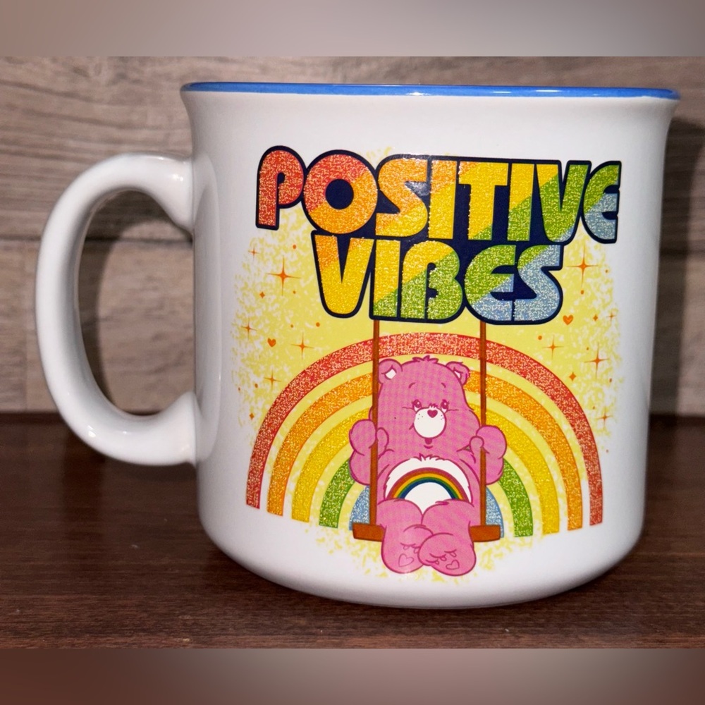 Super Cute 🥰 Care Bears 🐻 Cheer Bear POSITIVE VIBES Ceramic Mug 20oz - NEW
